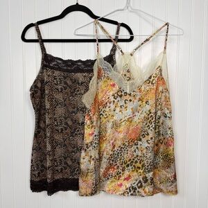 Camisole Lot of 2 Large Maurices Snake Print & Mystree Lace Tank Tops